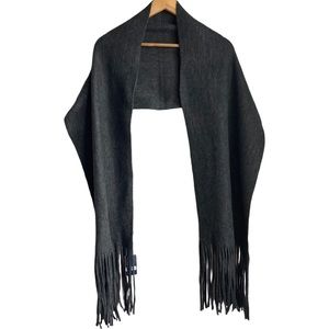 Lucky Brand Thick Soft Fleece Grey Brushed Scarf with Fringe NWT